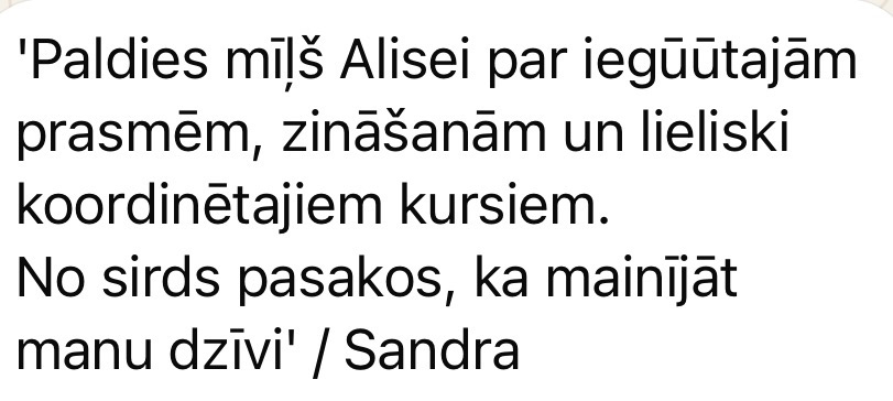 Alises klienta atsauksme 2