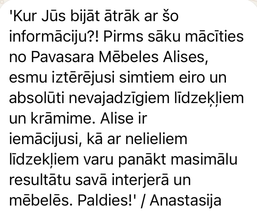 Alises klienta atsauksme 3
